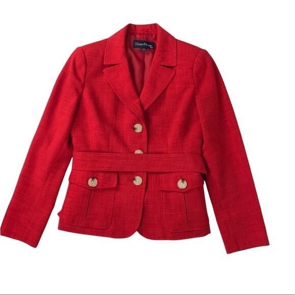Evan Picone Blazer Lined Red Womens Size 2P - Picture 3 of 13